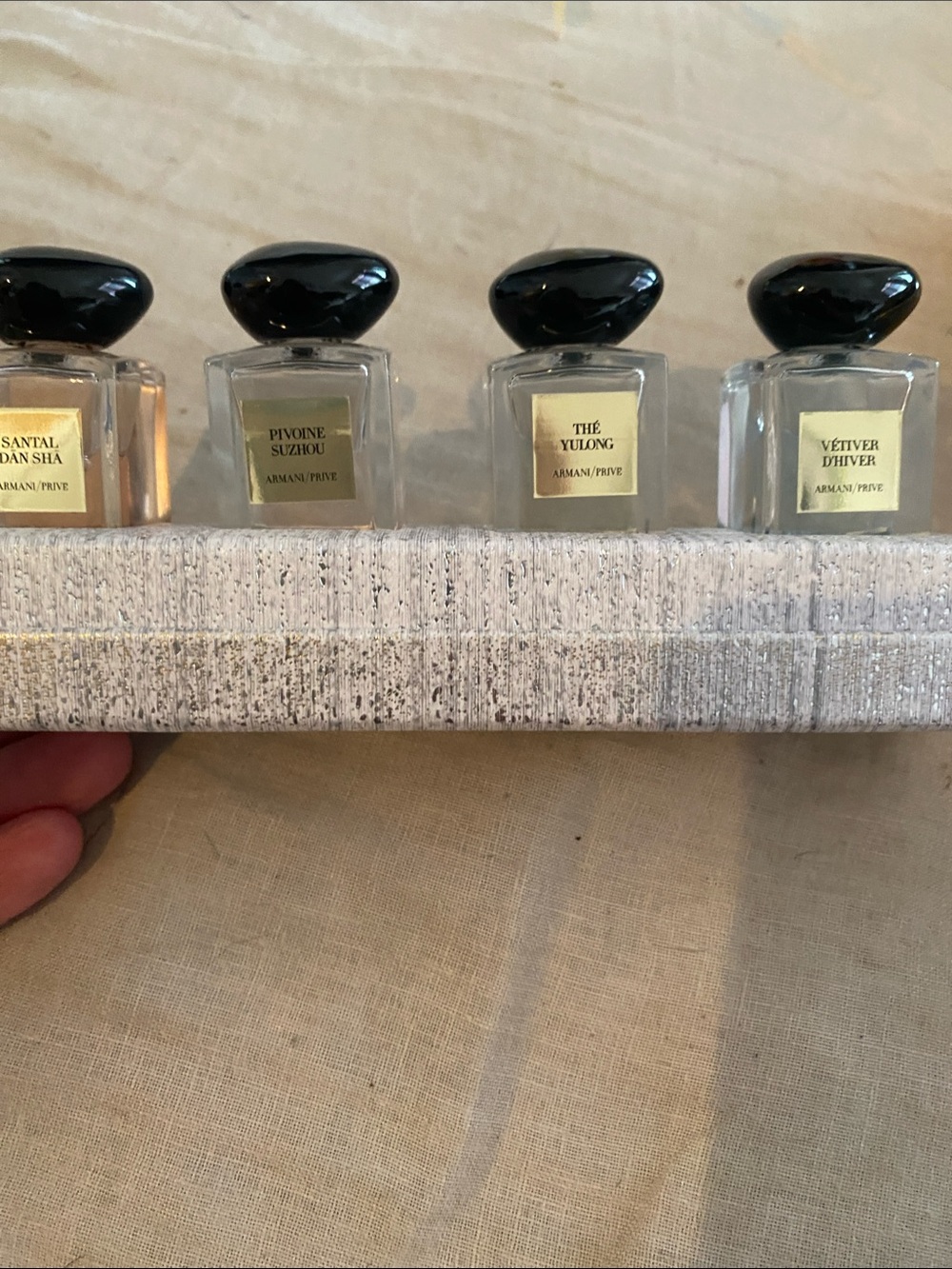 Armani Collezioni Miniature Perfume Bottles in Clear, Black & Gold